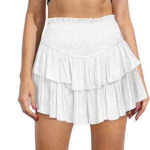 MiiVoo Women's High Waist Ruffle Flowy Mini Skirts Stretchy Waist